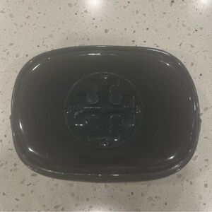 Tory Burch Patent Black Embossed Zip Top Cosmetic bag